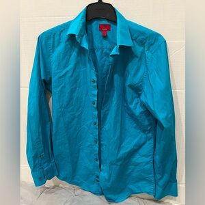 Alfani Size S Men Turquoise/Teal Button Down Shirt. Slim fit/Stretch